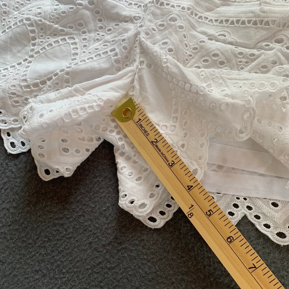 NWT Express High Waisted Eyelet Lace Shorts Tie Belt White Beachy Boho Size 8 - Picture 9 of 9